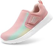 DREAM PAIRS Boys Girls Shoes Kids Slip on Tennis EZ-Ons MightyMovers Running Athletic Sports Sneakers,Size 10 Toddler,Pink/Rainbow,Luca