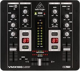 Behringer PRO MIXER VMX100USB Professional 2-Channel DJ Mixer with USB/Audio Interface, BPM Counter and VCA Control, Compatible with PC and Mac