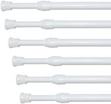 KXLIFE 6 Pack Small Spring Tension Curtain Rod 12-20 Inch, Thin Tension Rod No Drill for Window Cupboard Closet, White