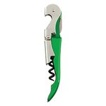 True Truetap Double Hinged Waiters Corkscrew Bottle Opener with Foil Cutter, Professional Wine Key for Servers, Metallic Green