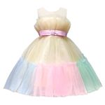 M MUNCASO Toddler Flower Girl Dress with Cute Bowknot Girls Rainbow Tulle Sleeveless Dress for Kids Weddings Birthday Party Prom Pageant & Ball Gowns Dresses for Girls 2-10 Years