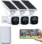 CAMCAMP Solar Security Camera System - 2K 4MP Outdoor Wireless Home Cameras with Base Station HDMI Output, PIR Human Detection, 2-Way Audio, Night Vision, APP Remote, 0 Monthly Fee, 3 Cam