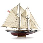 Seaside Deco Wooden Bluenose Model Ship 26" H 31" L (Burgundy), Handmade with Natural Wood