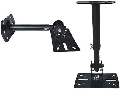 Yuarisx Wall Ceiling Speaker Mount Bracket w/Adjustable Swivel Tilt, Hold up to 66lbs, Retractable Telescopic Arm for Home Surround Sound System Bookshelf Satellite Speakers (2 Packs Black)