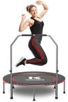 KENSONE 48" Rebounder Trampoline for Adults with Bungee, 550LBS Quiet Mini Exercise Trampoline with Adjustable U-Shaped Foam Handle Bar, Fitness Trampoline for Indoor/Garden/Gym Workout