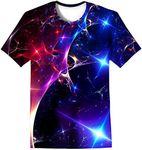 LAIDIPAS Boys Girls Teens Shirts 3D Colorful Graphic Funny Print Shirts for Youth Shirts Size 6-16 Years, Starlight, 6-8 Years