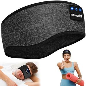 ink-topoint Sleep Headphones Soft Bluetooth Headphones for Sleeping & Sport,16 Hrs Long Music Enjoying Sleep with Ultra-Thin Speakers Microphones,Sleep Gifts for Men Women