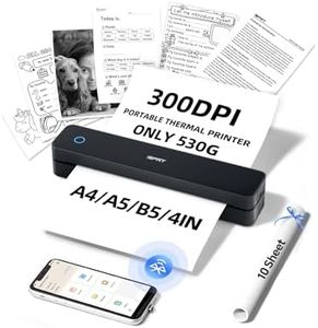 Portable Thermal Printer for Travel - 300DPI Mobile Inkless Printers, Wireless Small Printer for Home Use, Office, Vehicles, Bluetooth Printers Supports 8.5" x 11" US Letter & A4 & A5 Size, Black