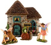 PRETMANNS Fairy Garden House Kit - Accessories with Miniature Fairies & Welcome Sign – Fairy House is 6” High – Fairy Garden Supplies 4 Pieces