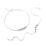 DHRUVS COLLECTION Exclusive 925 Pair of Pure Silver 5 Ball Anklet/Payal For Girls (5 Years To 12 Years)