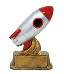 Decade Awards Rocket Ship Trophy - 6 Inch Tall | Vintage Spaceship Award | Celebrate Out of This World Achievements for Outstanding Performance, Mentors, and Visionaries - Engraved Plate on Request