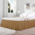 KANCHI DÉCOR - Microfiber Bed Skirt Wrap | Solid Easyfit King Size 15 Inch Drop Tailored Wrinkle Fade Resistance Soft Fabric Stylish Design Bedskirts- (Beige, 76 * 80 in)