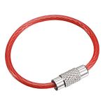 uxcell Wire Keychain 90mm Length Key Ring Loop Cable for Handbag Lanyard Zipper, PVC Coated Stainless Steel, Red, Pack of 4