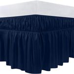 Utopia Bedding Valance Sheet Double - 135 x 190 cm - Easy Wrap Around Elastic Bed Skirt - Soft Brushed Polyester Microfiber Bed Ruffle with a Drop of 40 cm - Navy