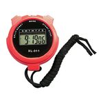 Digital Sports Stopwatch Timer Stopwatch Large Display Interval Training Timer Outdoor Split Stop Watch Lap Timer Digital Calendar Alarm Clock Referee Watch(Red)