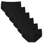 INNERSY Girls Knickers Black Teen Pants Cotton Teenage Underwear Age 10-16 Years Old 6 Pack (M-UK 12 Girls, 6 Classic Black)