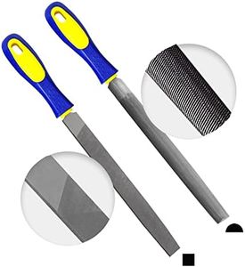 KALIM 2-Piece 8 Inch Heavy Duty File Set - Flat/Half Round High Carbon Hardened Steel Files with Anti-Slip Handles, Medium Coarse, Suitable for Wood/Metal/Model/Shaping