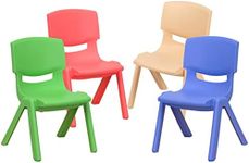 Flash Furniture Whitney 4 Pack Green Plastic Stackable School Chair with 10.5'' Seat Height