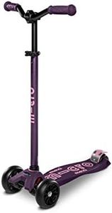 Maxi Micro Deluxe Kids Scooter - 3 Wheel Kick Scooter with Adjustable Height - Black (Deep Purple)