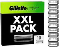 Gillette Labs Men's Razor Blades, Heated Razor Blades with Exfoliating Bar, 10 Refills