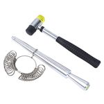 Love&Mini Ring Sizer Set Mandrel Finger Gauge Stick Jewelry Making Tools Kit with Mallet Installable Rubber Hammer Mallet Finger Sizer 3 PCs