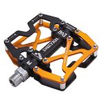 MZYRH Mountain Bike Pedals, Ultra Strong Colorful CNC Machined 9/16" Cycling Sealed 3 Bearing Pedals (Black Black Glod 3 Bearings)