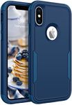 BENTOBEN for iPhone X Case, iPhone Xs Case, 3 in 1 Heavy Duty Rugged Hybrid Shockproof Hard PC Soft TPU Bumper Non-Slip Protective Cases Cover for iPhone X (2017) / iPhone Xs (2018) 5.8", Navy Blue