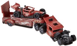 Hot Wheels Toy Truck & Car, Super Rigs Transporter & Matching Vehicle in 1:64 Scale (Styles May Vary)