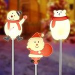 MAGGIFT 3 Pack Outdoor Solar Christmas Garden Stake Lights, Solar Powered Santa Claus, Snowman & Polar Bear Figurine Lights, Warm White LED Landscape Lighting, Waterproof for Patio Yard Decorations