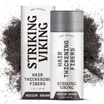 Striking Viking Hair Fibers for Thinning Hair - Hair Building Fibers (Medium Brown) 28g - Naturally Derived Formula - Long Lasting Hair Powder for Undetectable, Thicker Looking Hair for Men & Women