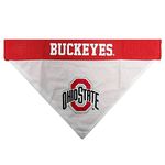 NCAA Dog Bandana - Ohio State Buckeyes Reversible PET Bandana. 2 Sided Sports Bandana with a Premium Embroidery Team Logo, Small/Medium. - 2 Sizes & 50 College Teams Available