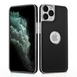 Pikkme Chrome Leather Back Cover | Flexible Pu Leather | Full Camera Protection | Silver Electroplated Chrome | Bumper Case for iPhone 11 Pro Max (Chrome Black)