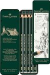 Faber-Castell 5 Piece Quality Castell 9000 Jumbo Graphite Pencils in a Tin, Including HB, 2B, 4B, 6B and 8B,Black