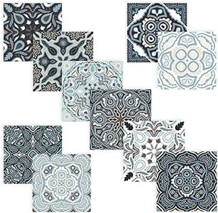 20 Pieces Moroccan Peel and Stick Self Adhesive Tile, Tile Stickers Decals, Removable Decorative Tile Stickers, Waterproof Backsplash Tile Stickers for Kitchen Bathroom