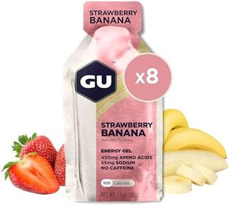 GU Energy Original Sports Nutrition Energy Gel, Vegan, Gluten-Free, Kosher, and Dairy-Free On-the-Go Energy for Any Workout, 8-Count, Strawberry Banana