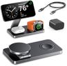 EXW for MagSafe Charger, 3 in 1 Wireless Charger, Fast Wireless Charging Station for iPhone 16/15/14/13/12 Series, Magnetic Charger Stand with Adapter for AirPods and Apple Watch (All Black)