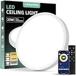 luckystyle 12inch/20W Remote Dimmable LED Flush Mount Ceiling Lights with Smart APP Custom Color Temperatures, Daylight White Ceiling Light Fixture Round Ceiling Lamp for Kitchen Bedroom Child's Room