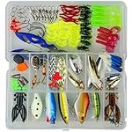 120PCS Fishing Lures Accessories Set, Mixed Tackle Floating Fishing Lures Hook Fishing Accessories Kit Set with Storage Box, Metal Fishing Lures Spinner Baits Fish Treble Hooks Tackle