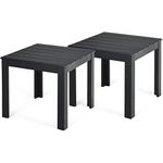 Giantex Side Table Set of 2 Outdoor Acacia Wood W/Oil Finished, Square and Large Weight Capacity for Patio Backyard, Conversation, Garden, Poolside and Balcony End Table (2, Black)