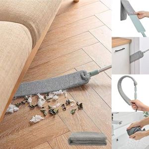 Dust Brush Under Appliance Microfiber Duster with Extension Pole (40 to 55 inches) Bendable, Washable, Extendable Gap Dusters for Sofa Bed Furniture Bottom - Wet or Dry