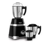 Maharaja Whiteline 1000 W Ultramax HD Mixer Grinder with3 Stainless Steel Jars | Copper Motor | Food Grade Safe | Superior Cooling | 5 Year Motor Warranty- MX-220 (Black with Chrome Finish)