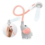 Yookidoo Baby Bath Shower Head - Elephant Water Pump with Trunk Spout Rinser - Control Water Flow from 2 Trunk Knobs for Maximum Fun in Tub or Sink for Infants and Newborn Babies (Pink)