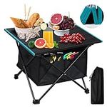 MYCOQU Portable Camping Table, Lightweight Folding Camping Table with Mesh Storage Bag, Aluminum Picnic Table for Outdoor, Hiking, Travel, BBQ (Small)