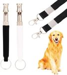 Dog Whistle 2 Pack with Adjustable Frequency, Ultrasonic Silent Dog Whistle to Stop Barking Neighbors Dog, Recall Train Dogs with Long-Range, with Lanyard (Black and White)