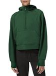 SMENG Womens Hoodie Winter Gym Jacket Soft Warm Ladies Fleece Tops Half Zip Sweatshirt Women Smart Cropped Sweaters Women Uk Green Size 18-20 uk