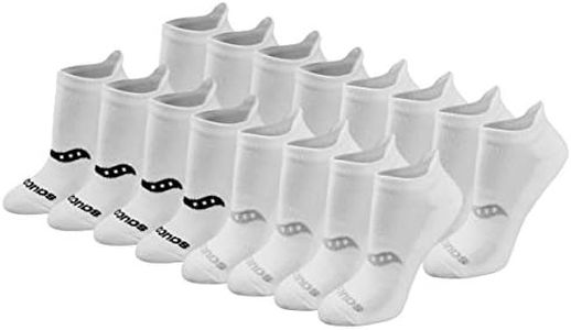 Saucony Women's Performance Heel Tab Athletic (8 & 16 Pairs) Running Socks, Basic White (16 Pairs), Small US