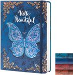 Ruled Journal Notebook, B5 3D Butterfly Embossed Hardcover Writing Journal with Elastic Closure Band, 192 Pages Lined Paper for School, Office, Home, 23 X 17.5cm (Blue)