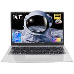 [Win 11&Office 2019] 14" Silver FHD IPS Display Ultra-Thin Laptop, Celeron J4125 (1.5-2.5GHz), 8GB DDR4 RAM, 256GB SSD, 180° Opening, 2 USB3.0, WiFi/BT, Perfect for Travel, Study and Work (S256GB)