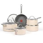 T-fal Excellence Ceramic, 10 Piece Ceramic Non-Stick Cookware, Blush, C472SA74