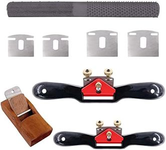 Glarks 8Pcs 9" 10" Adjustable Spokeshave with Replacement Blades and 4 -Way Rasp File, Manual Planer with Flat Base for Wood Craft, Wood Craver, Wood Working